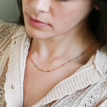 Load image into Gallery viewer, Rainbow Enamel Bead Chain Necklace in Gold
