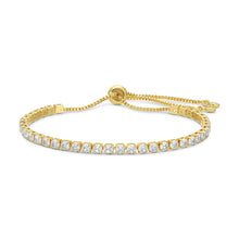 Load image into Gallery viewer, Faux Diamond Tennis Bracelet: Gold / 3mm