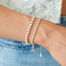 Load image into Gallery viewer, Faux Diamond Tennis Bracelet: Gold / 3mm