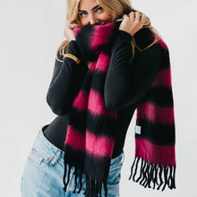 Load image into Gallery viewer, Stevie Striped Tassel Scarf: Tan/Pink
