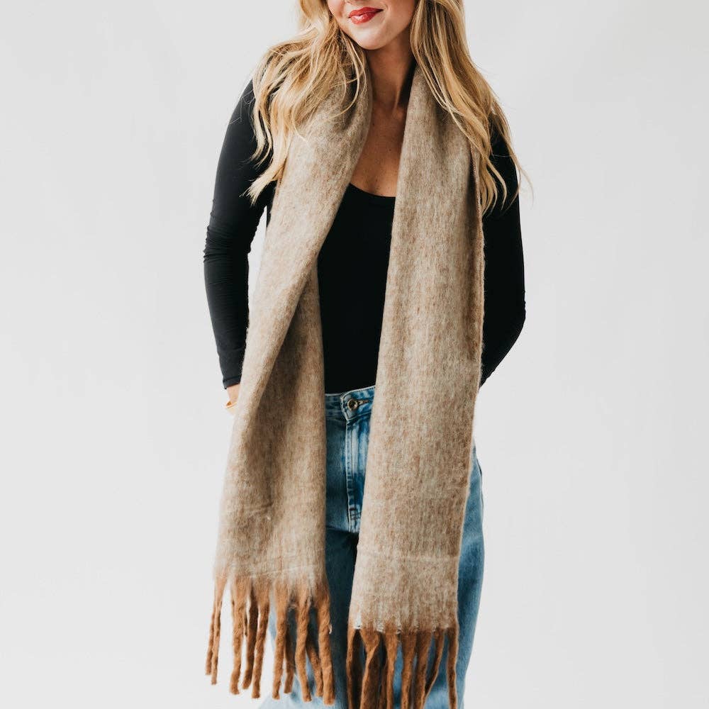 Helga Blanket Scarf: Tan