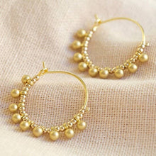 Load image into Gallery viewer, Gold Beaded Ball Hoops
