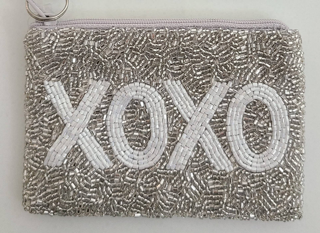 Hand Beaded Change Purse XOXO