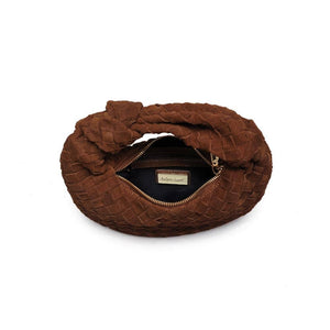 Arya Suede Leather Clutch: Chocolate