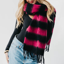 Load image into Gallery viewer, Stevie Striped Tassel Scarf: Tan/Pink

