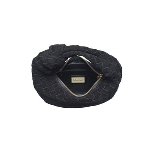 Arya Suede Leather Clutch: Black