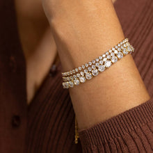 Load image into Gallery viewer, Faux Diamond Tennis Bracelet: Gold / 3mm
