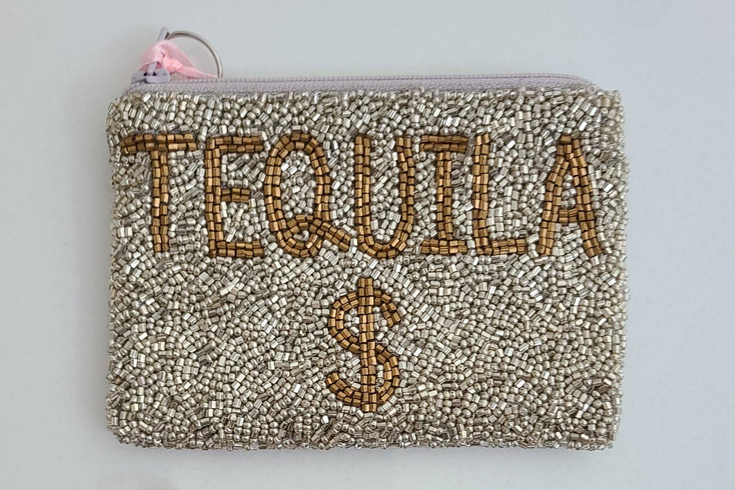 Hand Beaded Change Purse Tequila $