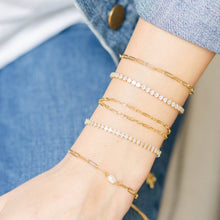 Load image into Gallery viewer, Faux Diamond Tennis Bracelet: Gold / 3mm
