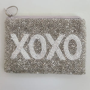 Hand Beaded Change Purse XOXO