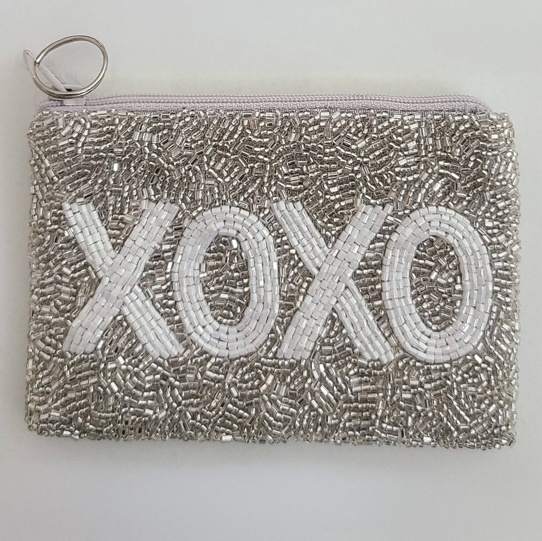 Hand Beaded Change Purse XOXO