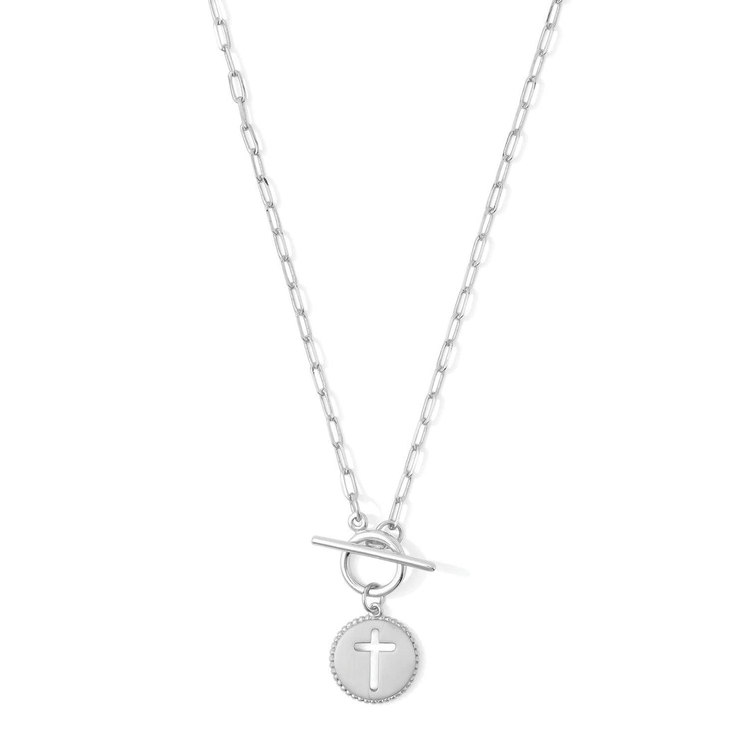 Cross Toggle Necklace: Silver