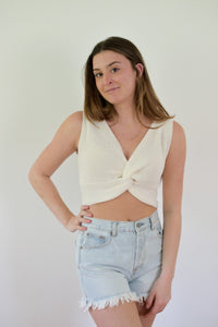 Knit Knot Top - White