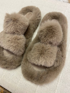 Fuzzy Brown Slippers